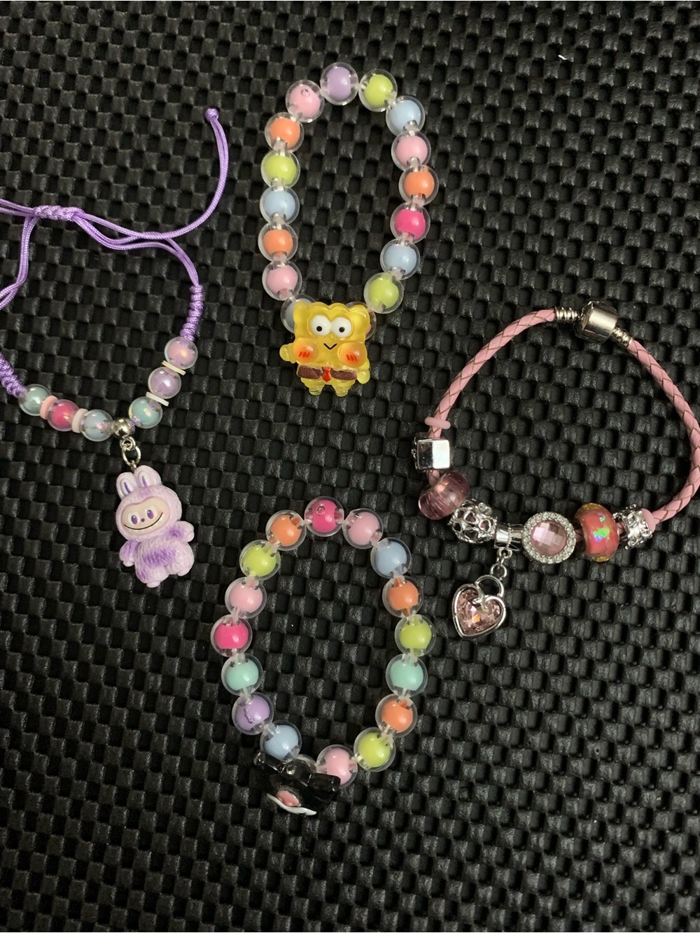 Kids Pastel Bracelet Bundle!! Three Character Braclets & One Charm Bracelet!!